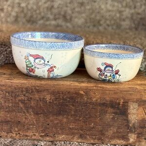 Festive Snowman Ceramic Bowl Set